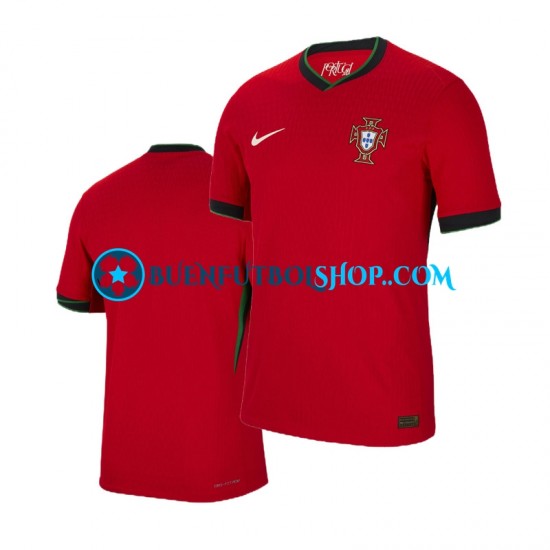 Camiseta de Fútbol Portugal Euro 2024 Primera Equipación Rojo Manga Corta Hombre