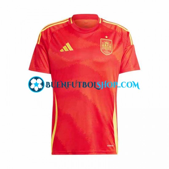 Camiseta de Fútbol España Euro 2024 Primera Equipación Rojo Manga Corta Hombre