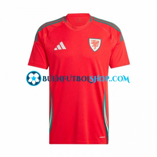 Camiseta de Fútbol Gales 2024 Primera Equipación Rojo Manga Corta Hombre