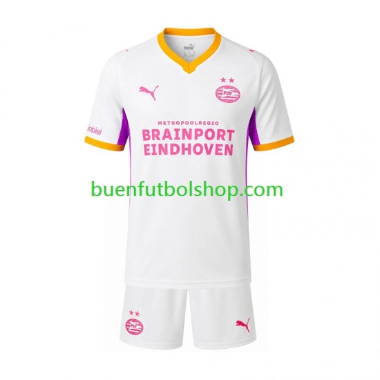 Camiseta de Fútbol PSV Eindhoven 2026-2027 Segunda Equipación Manga Corta Niño