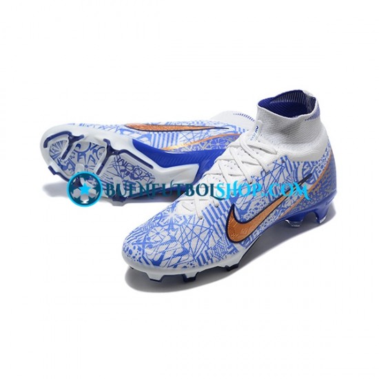 Nike Air Zoom Mercurial Superfly IX Elite FG Oro Azul Blanco Botas de Fútbol
