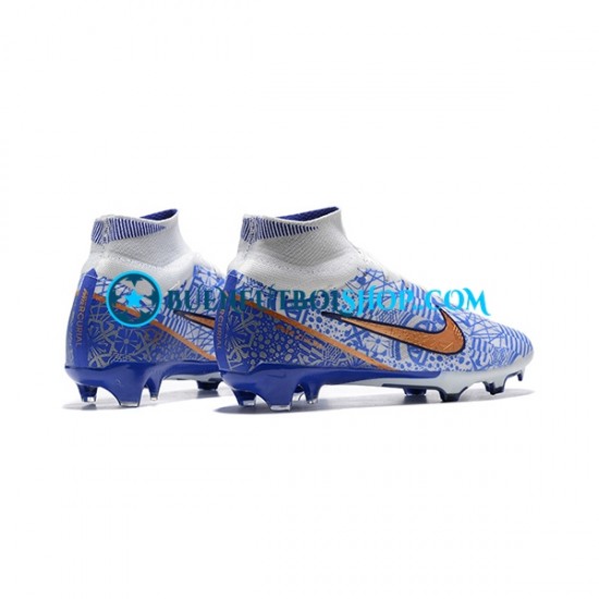 Nike Air Zoom Mercurial Superfly IX Elite FG Oro Azul Blanco Botas de Fútbol