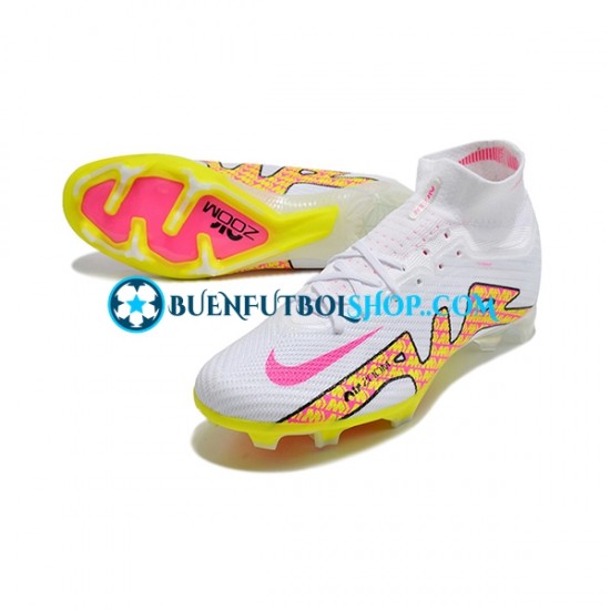 Nike Air Zoom Mercurial Superfly IX Elite FG Rosa Amarillo Blanco Botas de Fútbol