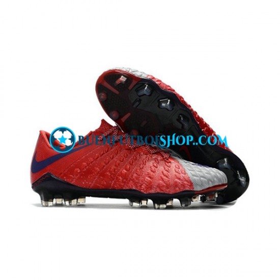 Nike HyperVenom Phantom III Elite FG Rojo Gris Botas de Fútbol