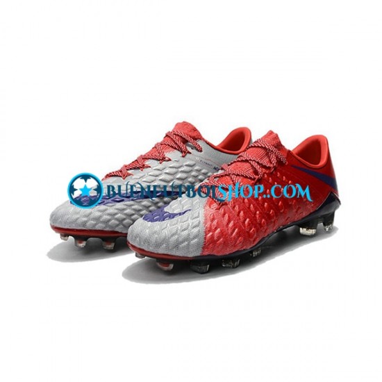 Nike HyperVenom Phantom III Elite FG Rojo Gris Botas de Fútbol