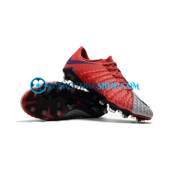 Nike HyperVenom Phantom III Elite FG Rojo Gris Botas de Fútbol