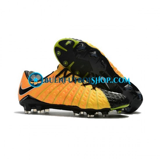 Nike HyperVenom Phantom III Elite FG Amarillo Negro Botas de Fútbol