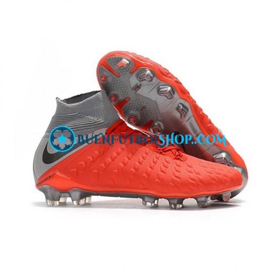 Nike Hypervenom Phantom 3 Elite DF FG Rojo Gris Botas de Fútbol