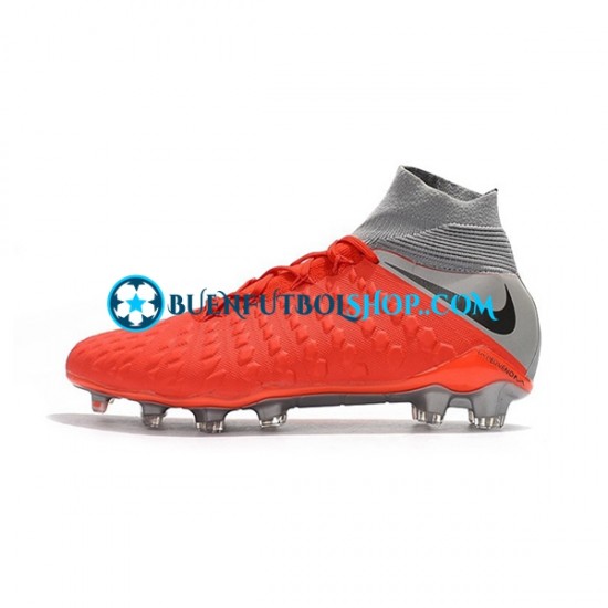 Nike Hypervenom Phantom 3 Elite DF FG Rojo Gris Botas de Fútbol