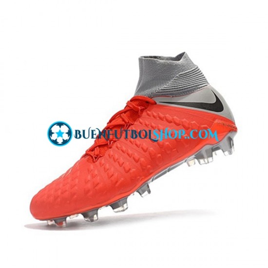 Nike Hypervenom Phantom 3 Elite DF FG Rojo Gris Botas de Fútbol