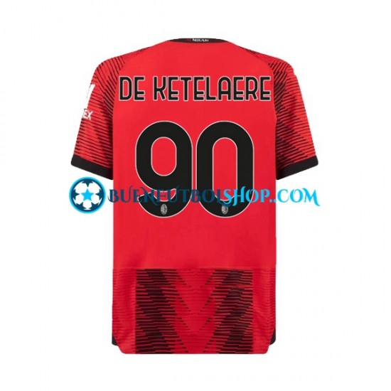 Camiseta de Fútbol AC Milan Charles De Ketelaere 90 2023-2024 Primera Equipación Manga Corta Hombre