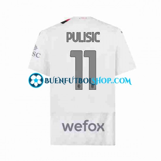 Camiseta de Fútbol AC Milan Christian Pulisic 11 2023-2024 Segunda Equipación Manga Corta Hombre