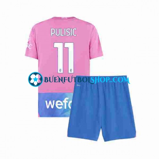 Camiseta de Fútbol AC Milan Christian Pulisic 11 2023-2024 Tercera Equipación Manga Corta Niño