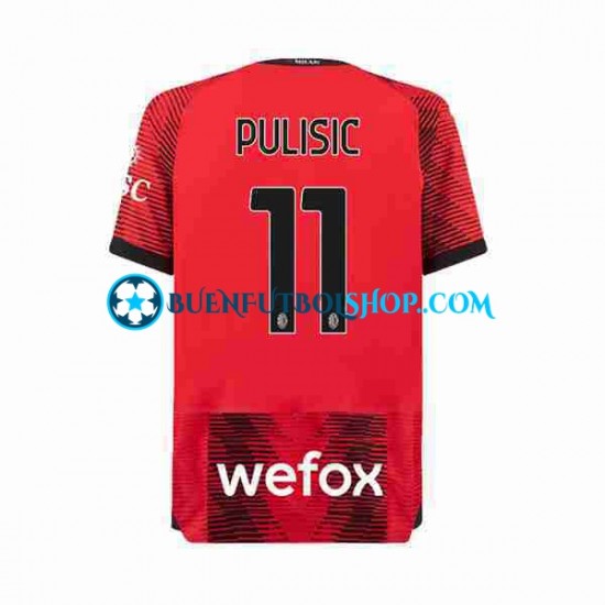 Camiseta de Fútbol AC Milan Christian Pulisic 11 2023-2024 Primera Equipación Manga Corta Hombre