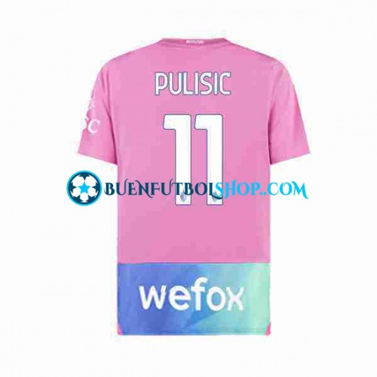 Camiseta de Fútbol AC Milan Christian Pulisic 11 2023-2024 Tercera Equipación Manga Corta Hombre