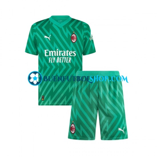 Camiseta de Fútbol AC Milan Portero 2023-2024 Primera Equipación Manga Corta Niño