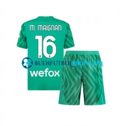 Camiseta de Fútbol AC Milan Portero Mike Maignan 16 2023-2024 Primera Equipación Manga Corta Niño