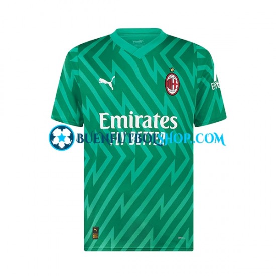 Camiseta de Fútbol AC Milan Portero Mike Maignan 16 2023-2024 Primera Equipación Manga Corta Niño