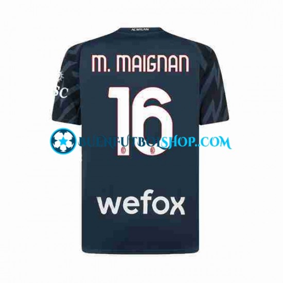 Camiseta de Fútbol AC Milan Portero Mike Maignan 16 2023-2024 Tercera Equipación Manga Corta Hombre