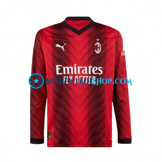 Camiseta de Fútbol AC Milan 2023-2024 Primera Equipación Manga Larga Hombre