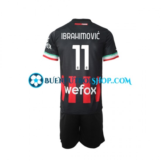 Camiseta de Fútbol AC Milan Ibrahimovic 11 2022-2023 Primera Equipación Manga Corta Niño