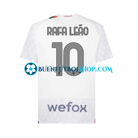 Camiseta de Fútbol AC Milan Rafael Leao 10 2023-2024 Segunda Equipación Manga Corta Hombre