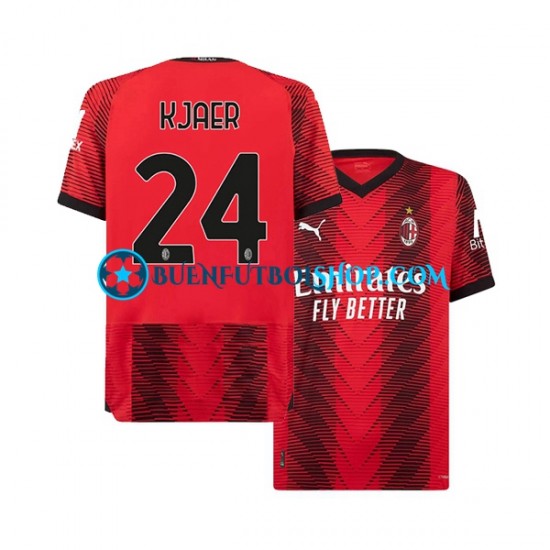 Camiseta de Fútbol AC Milan Simon Kjaer 24 2023-2024 Primera Equipación Manga Corta Hombre