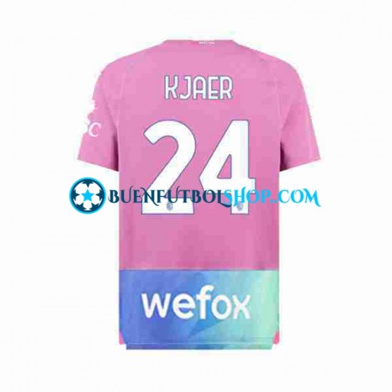 Camiseta de Fútbol AC Milan Simon Kjaer 24 2023-2024 Tercera Equipación Manga Corta Hombre