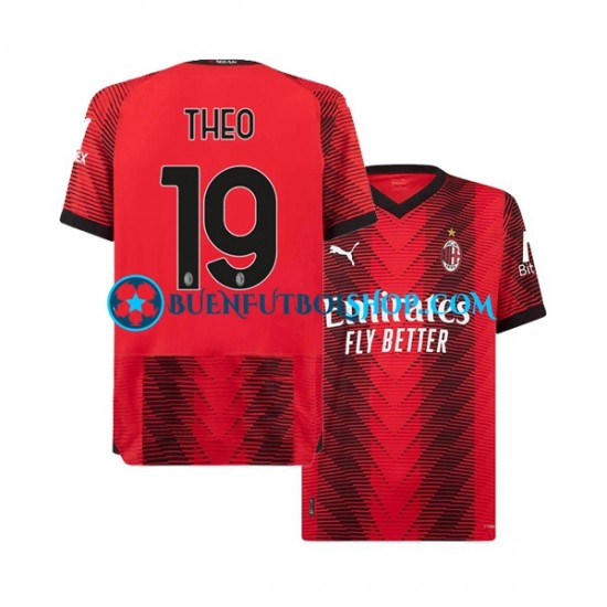 Camiseta de Fútbol AC Milan Theo Hernandez 19 2023-2024 Primera Equipación Manga Corta Hombre