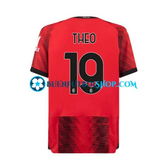 Camiseta de Fútbol AC Milan Theo Hernandez 19 2023-2024 Primera Equipación Manga Corta Hombre