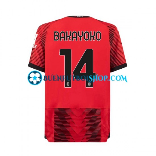 Camiseta de Fútbol AC Milan Tiemoue Bakayoko 14 2023-2024 Primera Equipación Manga Corta Hombre