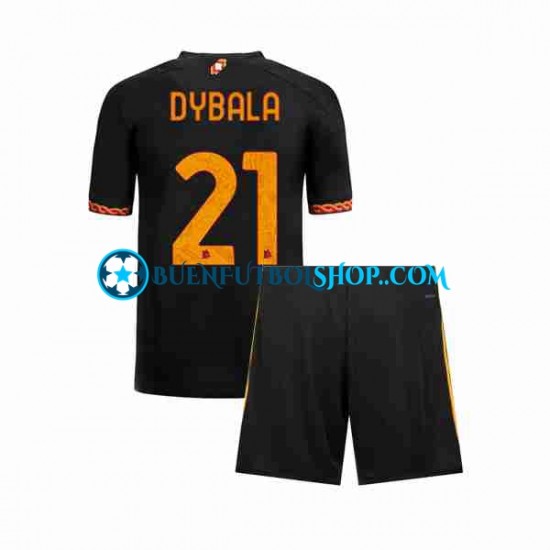 Camiseta de Fútbol AS Roma Paulo Dybala 21 2023-2024 Tercera Equipación Manga Corta Niño