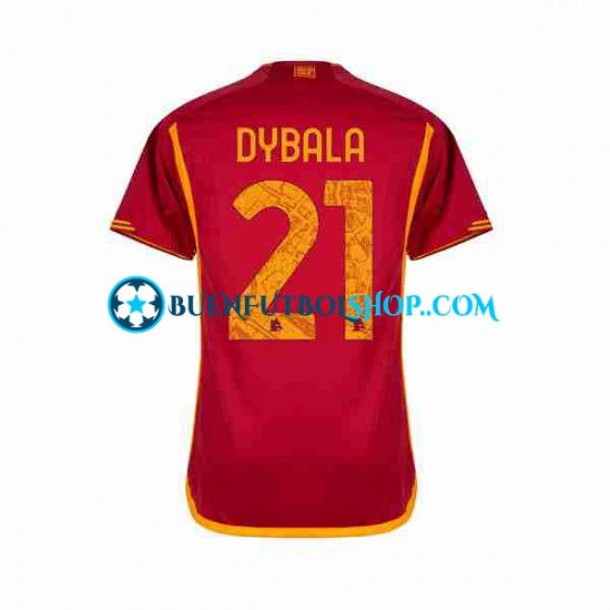 Camiseta de Fútbol AS Roma Paulo Dybala 21 2023-2024 Primera Equipación Manga Corta Hombre