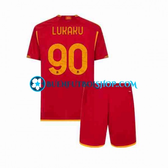 Camiseta de Fútbol AS Roma Romelu Lukaku 90 2023-2024 Primera Equipación Manga Corta Niño