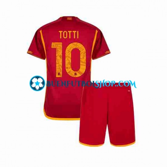 Camiseta de Fútbol AS Roma Totti 10 2023-2024 Primera Equipación Manga Corta Niño