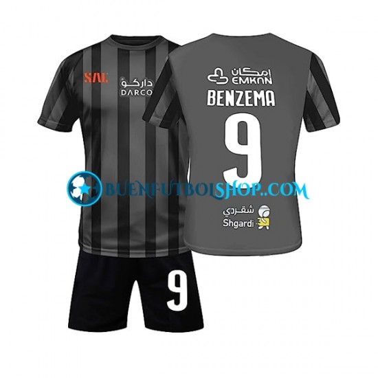 Camiseta de Fútbol Al-Ittihad Benzema 9 2022-2023 Segunda Equipación Manga Corta Niño