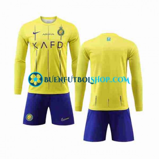 Camiseta de Fútbol Al-Nassr 2023-2024 Primera Equipación Manga Larga Niño