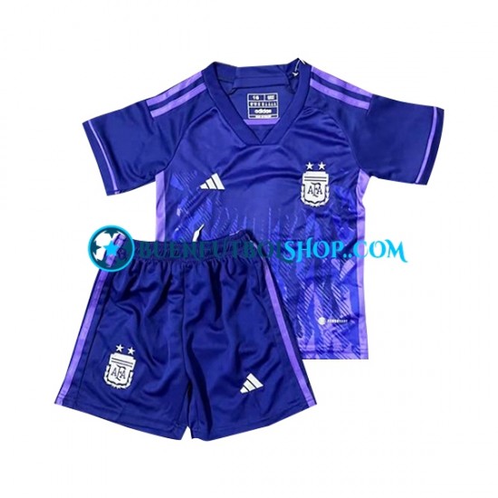 Camiseta de Fútbol Argentina World Cup 2022 Segunda Equipación Manga Corta Niño