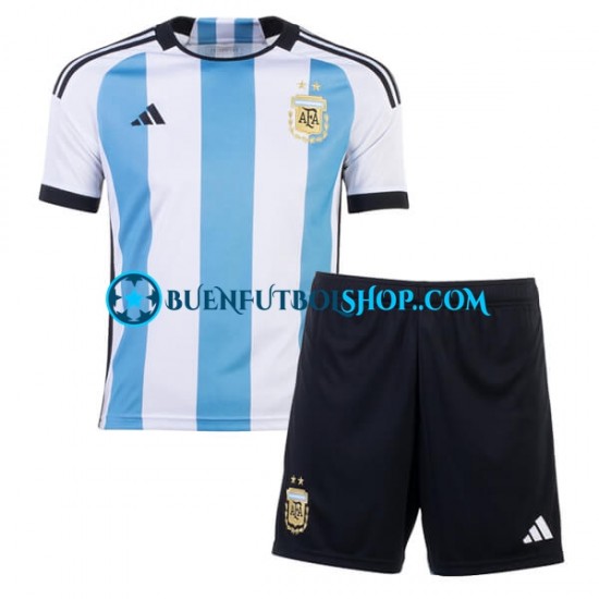 Camiseta de Fútbol Argentina World Cup 2022 Primera Equipación Manga Corta Niño