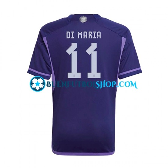 Camiseta de Fútbol Argentina Di Maria 11 World Cup 2022 Segunda Equipación Manga Corta Hombre