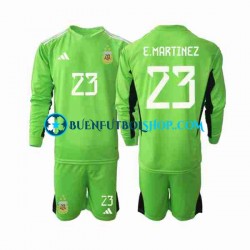 Camiseta de Fútbol Argentina Portero Emiliano Martinez 23 World Cup 2022 Primera Equipación Manga Larga Niño Camiseta de Fútbol Argentina Portero Emiliano Martinez 23 World Cup 2022 Primera Equipación Manga Larga Niño