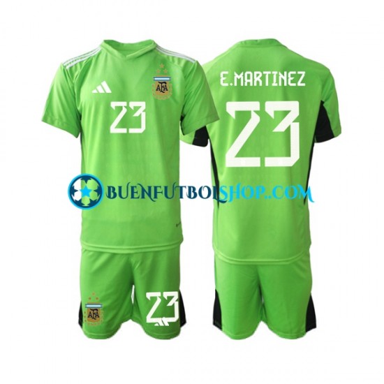 Camiseta de Fútbol Argentina Portero Emiliano Martinez 23 World Cup 2022 Primera Equipación Manga Corta Niño