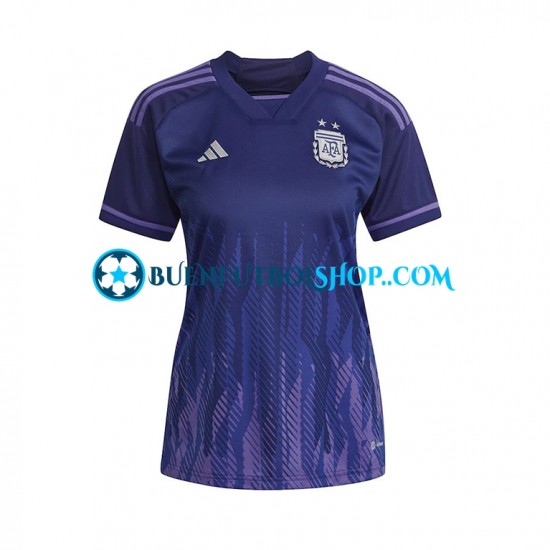 Camiseta de Fútbol Argentina World Cup 2022 Segunda Equipación Manga Corta para Mujer