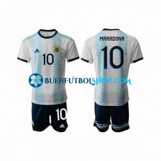 Camiseta de Fútbol Argentina Maradona 10 2019-2020 Primera Equipación Manga Corta Niño