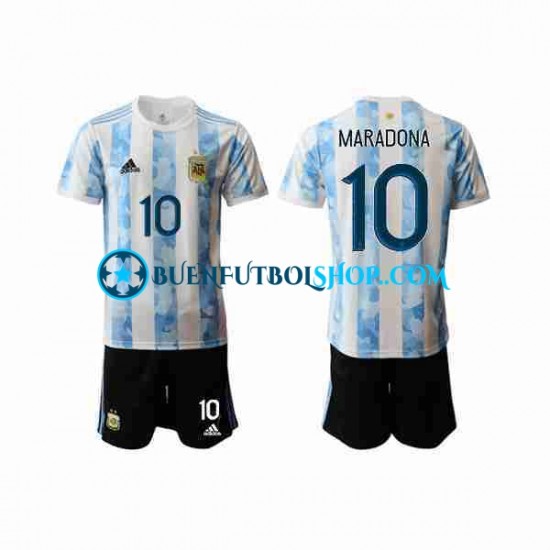 Camiseta de Fútbol Argentina Maradona 10 2020-2021 Primera Equipación Manga Corta Niño