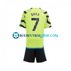 Camiseta de Fútbol Arsenal Saka 7 2023-2024 Segunda Equipación Manga Corta Niño
