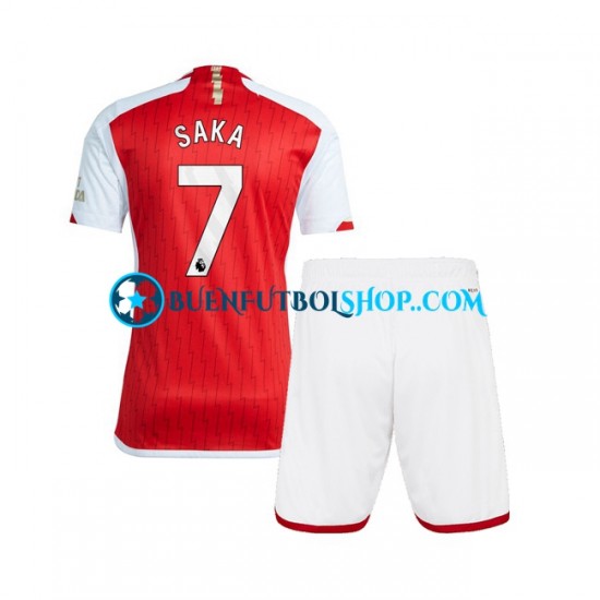 Camiseta de Fútbol Arsenal Saka 7 2023-2024 Primera Equipación Manga Corta Niño