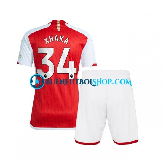 Camiseta de Fútbol Arsenal Xhaka 34 2023-2024 Primera Equipación Manga Corta Niño