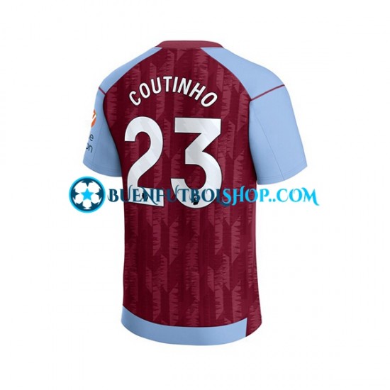 Camiseta de Fútbol Aston Villa Philippe Coutinho 23 2023-2024 Primera Equipación Manga Corta Hombre