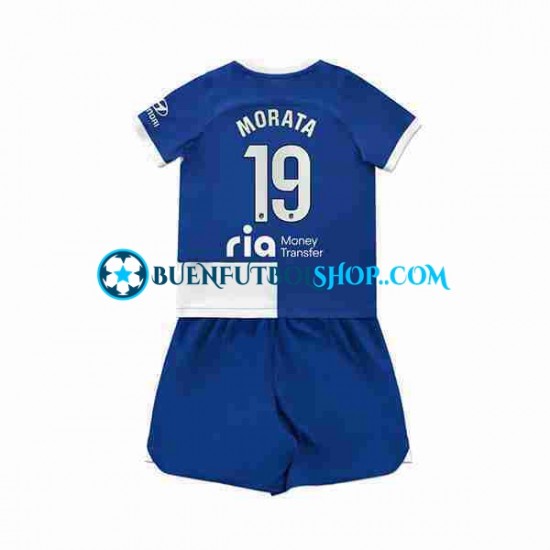 Camiseta de Fútbol Atlético Madrid Alvaro Morata 19 2023-2024 Segunda Equipación Manga Corta Niño